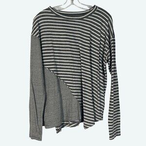Current Elliot The Slice Stripe Tee Heather Slice Stripe Gray Long Sleeve 0 /‎ S
